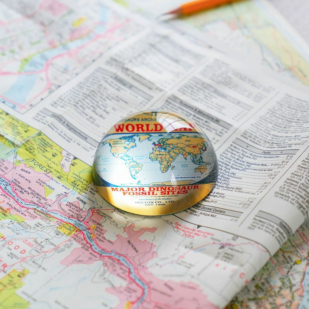 グラス ペーパー ウェイト 【DINOSAUR WORLD MAP】