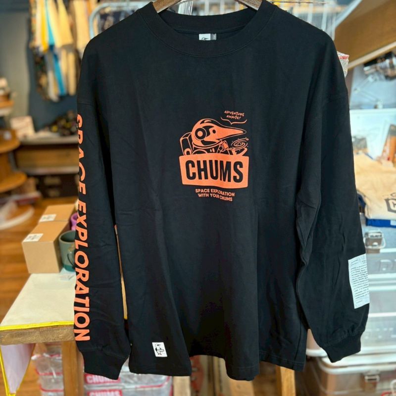 CHUMS > スペースブービーブラッシュドロングスリーブTシャツ XL 【Black】