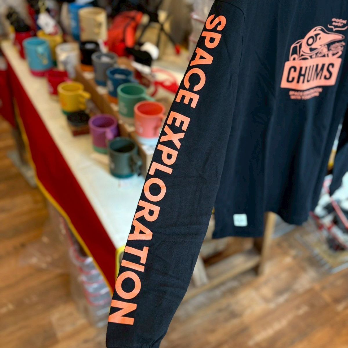 CHUMS > スペースブービーブラッシュドロングスリーブTシャツ XL 【Black】